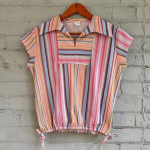 Vintage 70s Striped Multicolor Women's Top
